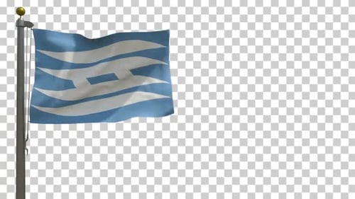 Animated Flag Waving with Abstract Blue and White Design