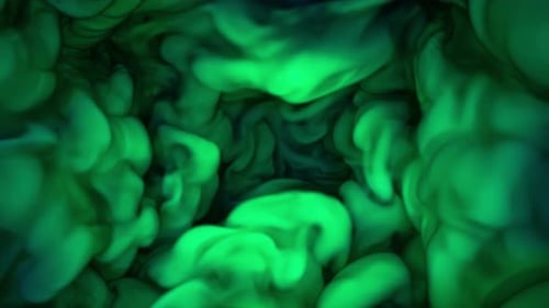 Abstract Green Fluid Smoke Swirl Loop Background