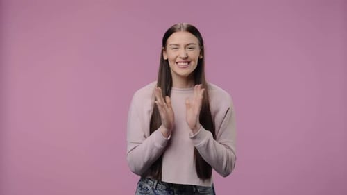 Woman Reacting with Excitement and Joy