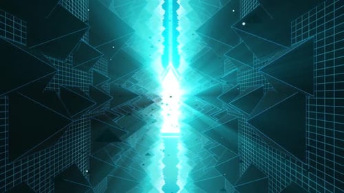 Dynamic Glowing Geometric Tunnel Loop Background