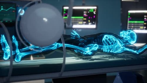 Human Skeleton Bones Scan Exam in Lab