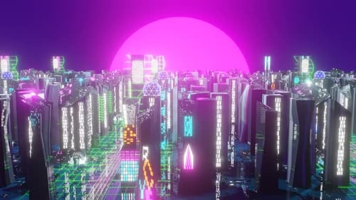 Edificios futuristas de Night City
