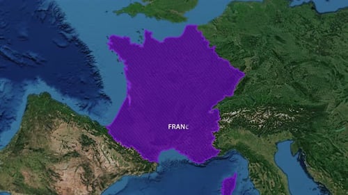 Earth Zoom into France Map Location Animation