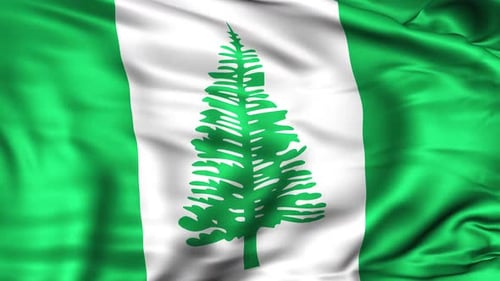 Realistic Waving Norfolk Island Flag Animated Loop