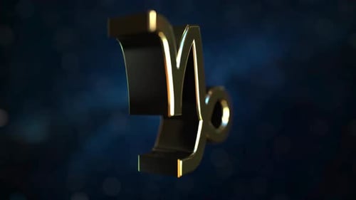Rotating Gold Capricorn Zodiac Sign