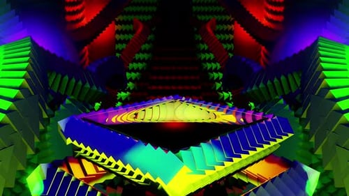 Vibrant Abstract Geometric Neon Motion Graphic Loop Background