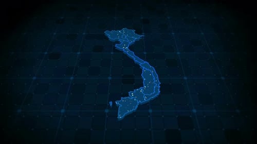 Futuristic Digital Map of Vietnam with Data Connections