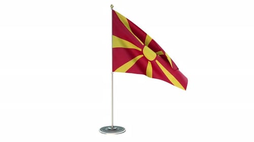 North Macedonia National Flag Waving on Pole Loop