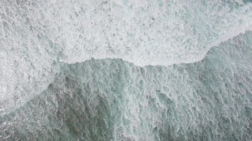 Aerial View of Ocean Blue Water with Waves, Corals and Water Plants, Mauritius Island
