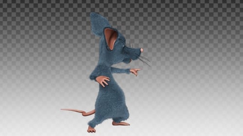 Animated 3D Cartoon Rat Character Dancing with Alpha Channel