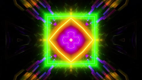 Kaléidoscope néon à boucle VJ. Animation en boucle.