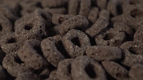 Close Up of Brown Ring Shaped Cereal