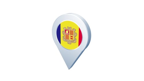 Andorra Flag 3D Map Pointer Rotation