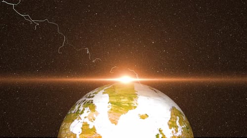 Digital Earth Rotation with Global Connections and Lightning