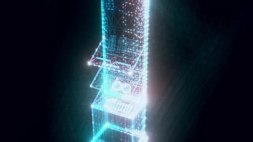 Market Stand Cosmetics Hologram Close Up 4K