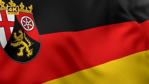 Realistic Waving Flag of Germany with Rhineland-Palatinate Emblem