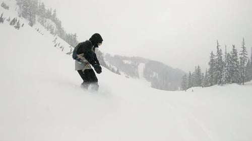 Snowboard Action Follow Cam Snow On Lens