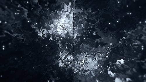 Seamless Loop of Dark Abstract Fluid Background with Glowing Particles