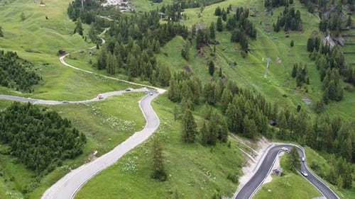 Scenic Mountain Road Aerial View, Italy