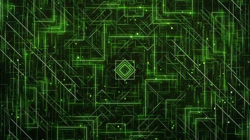 Green Glowing Geometric Abstraction