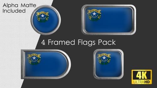 Metallic Framed Nevada State Flag Pack Animation