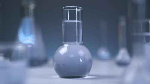 Laboratory Glassware with Scientific Vials and Beakers