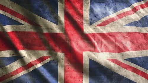 Grungy Distressed United Kingdom Flag Waving Background