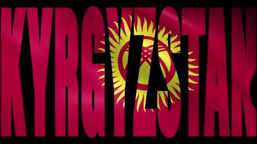 Kyrgyzstan Waving Flag Text Reveal Animation
