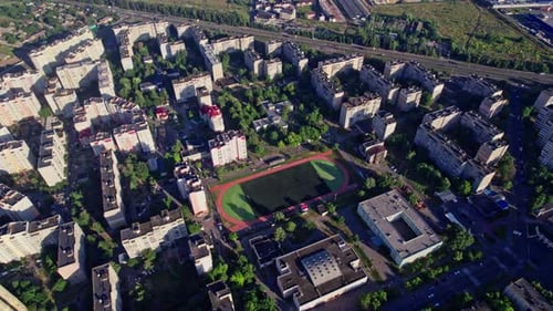 Aerial View of Small Soccer or Football Stadium