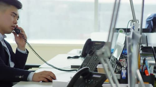 Two Young Adults Working in Modern Office