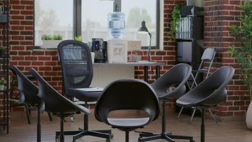 Empty Room Designed with Chairs in Circle for Aa Group Therapy Session with People