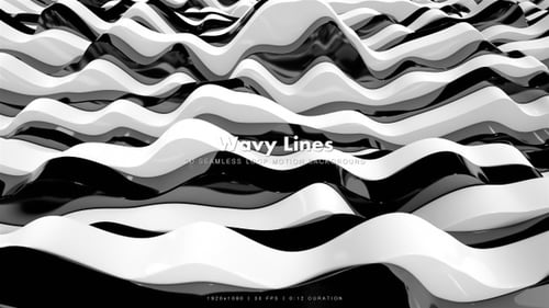 Abstract Black And White Flowing Waves Seamless Loop Background