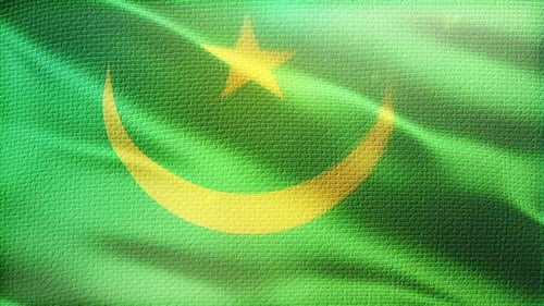 Realistic Waving Mauritania Flag with Textured Fabric