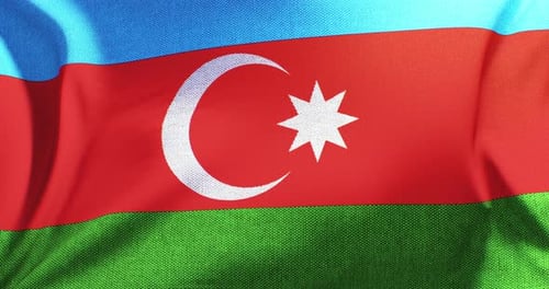 Realistic Waving Flag of Azerbaijan Loop