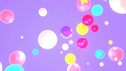 Animated Colorful Glossy Bubbles and Stars Floating Background Loop