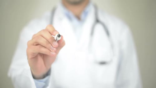 Doctor Writes Allergy on Transparent Surface