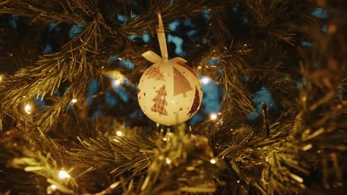 Christmas Tree Close Up with Twinkling Lights
