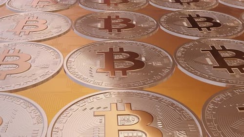 Futuristic Bitcoin Coins Digital Currency Loop Background Animation