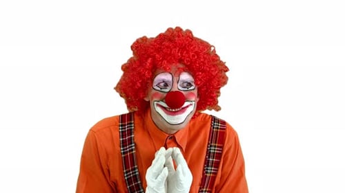 Clown Dressed in Costume Smiling and Looking Around