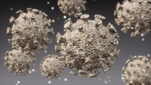 Animated 3D Virus or Bacteria Cells Floating in Microscopic View