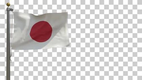 Japan National Flag Waving Seamlessly on Transparent Background