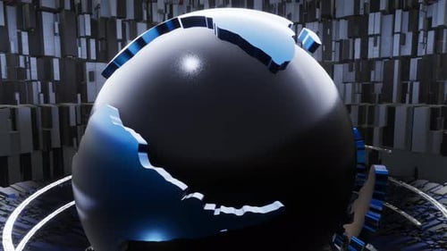 Spinning 3D Earth Globe with Futuristic Tech Background
