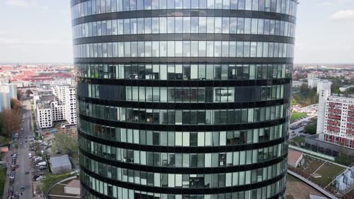 Aerial View of Modern Office Building with Big Windows