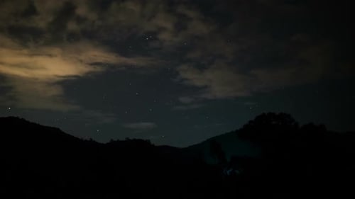 Star At Mountain In Night Sky