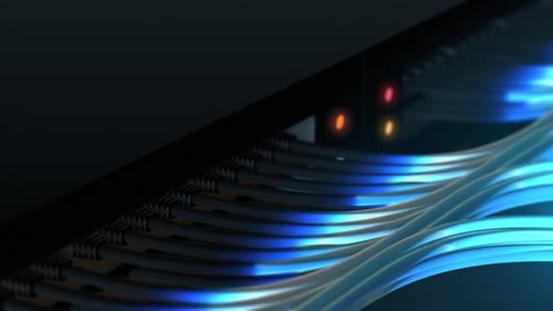 Futuristic Data Flow Through Digital Network Cables