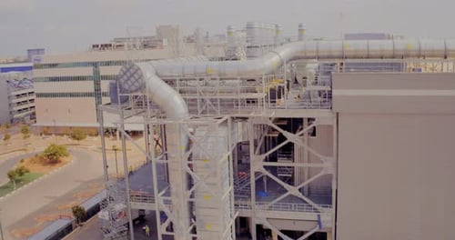 Aerial footage of a large industrial complex
