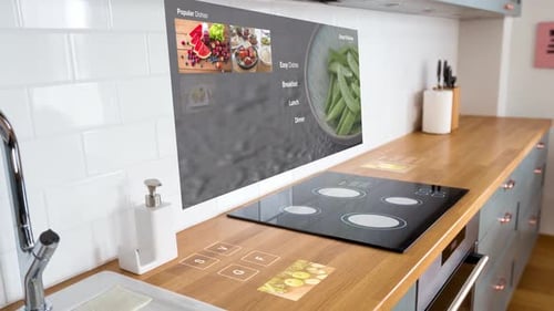 Futuristic Smart Kitchen Digital Interface Technology