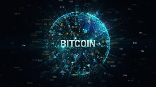 Futuristic Bitcoin Digital Globe Network Background Animation
