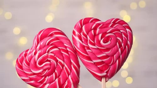 Heart-Shaped Lollipops Candy For Sweet Romance Celebration