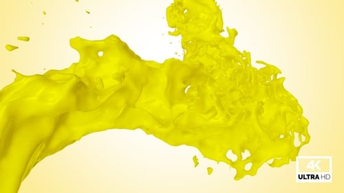 Dynamic Yellow Paint Splash Transition Reveal with Alpha Channel